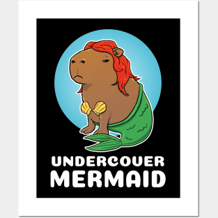 Undercover Mermaid Capybara Costume Posters and Art